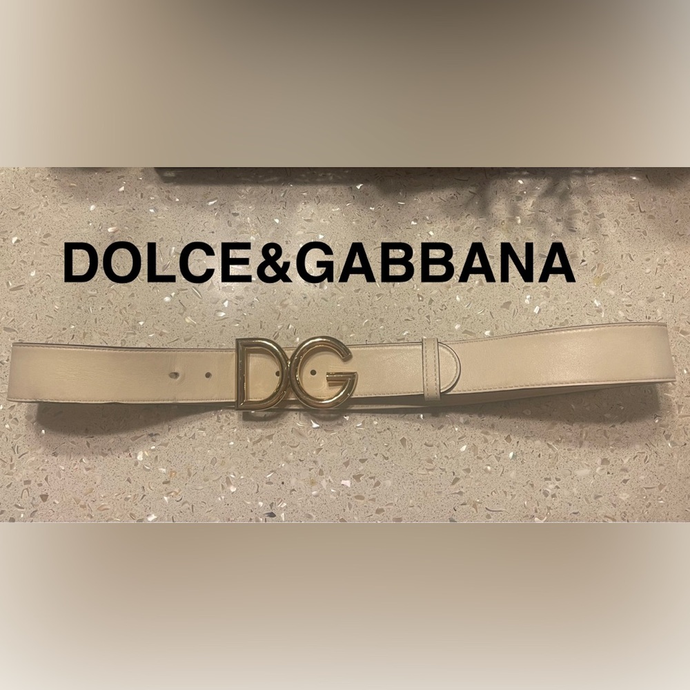 Dolce&Gabbana Leather Belt White Gold